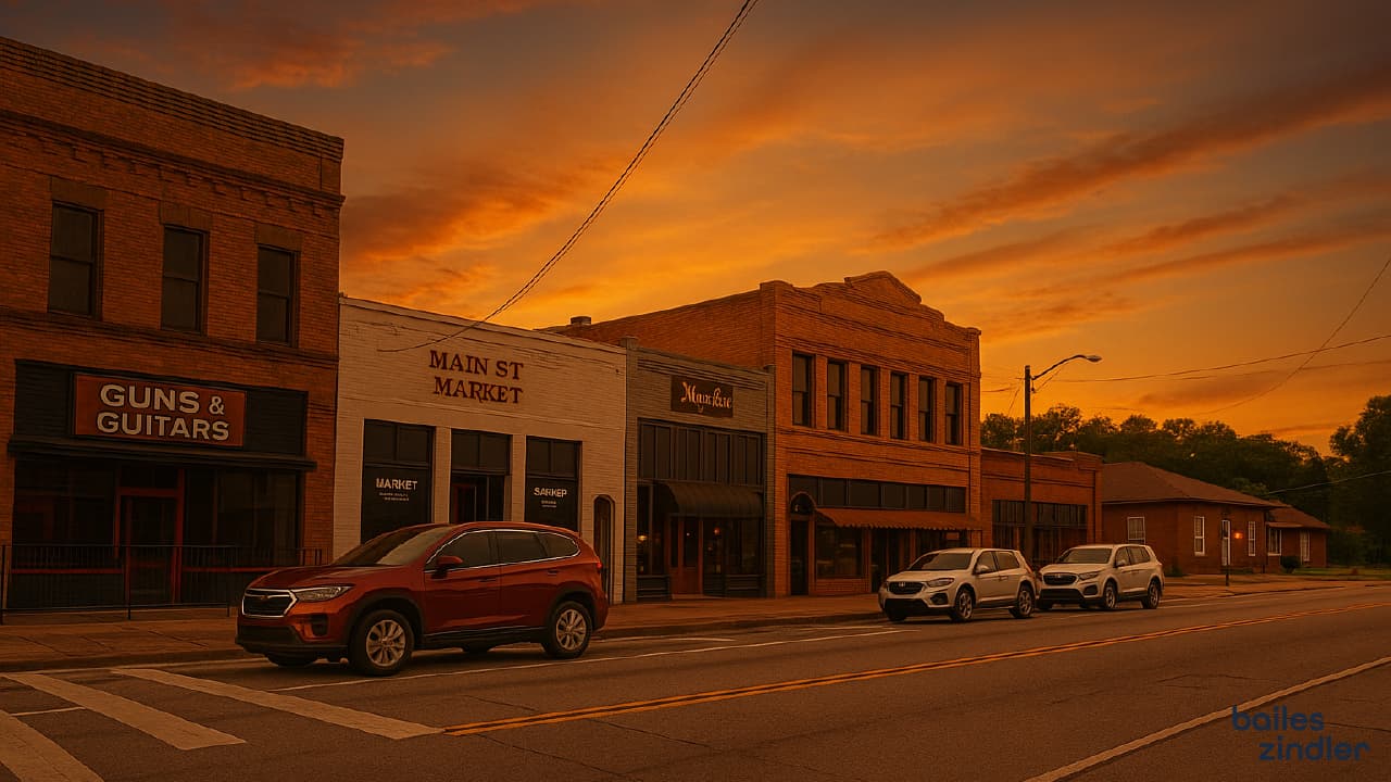 Lindale storefront owner checking digital marketing results on a laptop.