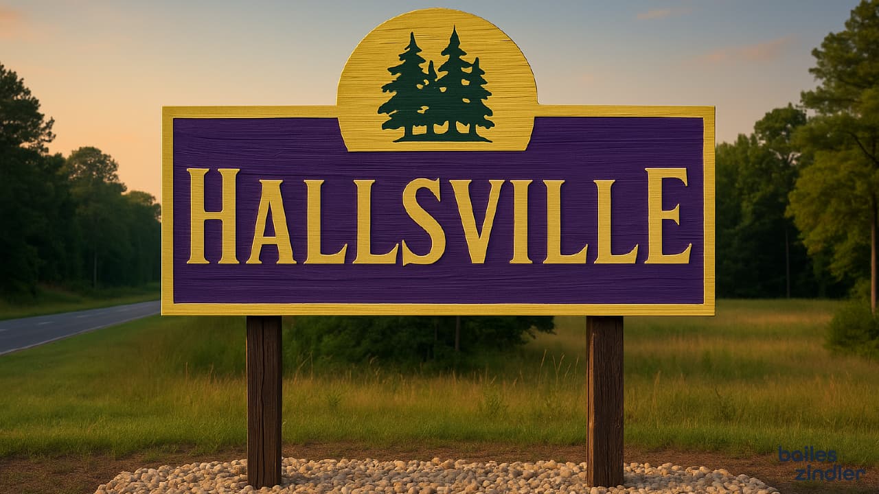 SEO rankings shown on a tablet screen for a Hallsville, TX business.